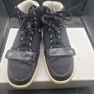 Original Penguin Black and Cream High-Top Sneakers